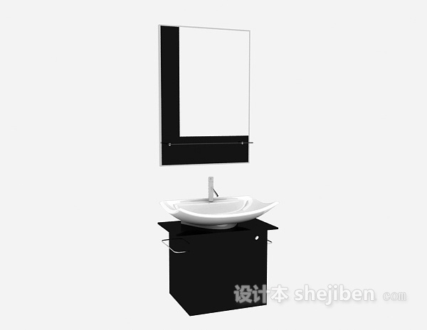 家庭黑色实木浴柜3d模型下载