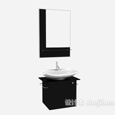 家庭黑色实木浴柜3d模型下载