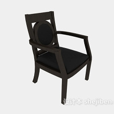 实木扶手餐椅3d模型下载
