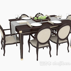 地中海餐桌椅3d模型下载