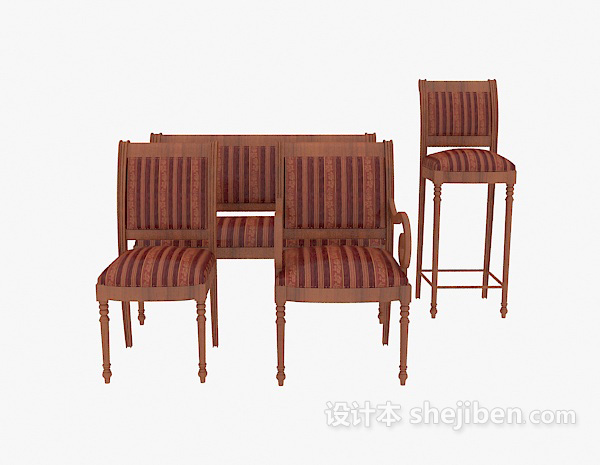欧式风格欧式实木椅子集合3d模型下载