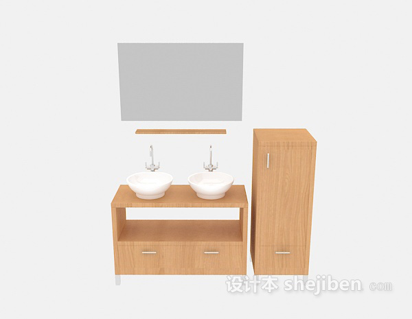 现代风格卫浴洗手盆多功能组合3d模型下载