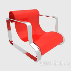 扶手红色休闲椅3d模型下载