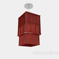 中式木质吊灯3d模型下载
