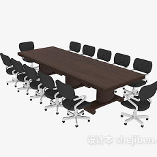 办公室会议桌3d模型下载