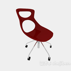 红色简约靠背休闲椅3d模型下载