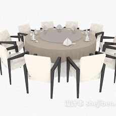 聚会餐桌椅组合3d模型下载