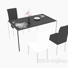 现代不锈钢桌椅3d模型下载