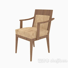 实木扶手椅3d模型下载