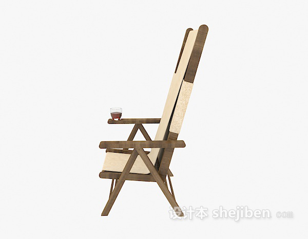 田园实木靠背休闲椅3d模型下载