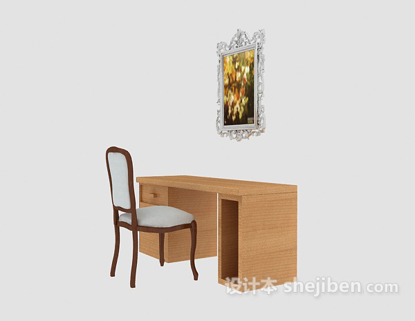 简欧风格实木书桌椅