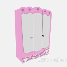 可爱儿童粉色衣柜3d模型下载
