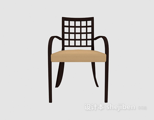 中式风格棕色中式休闲椅3d模型下载