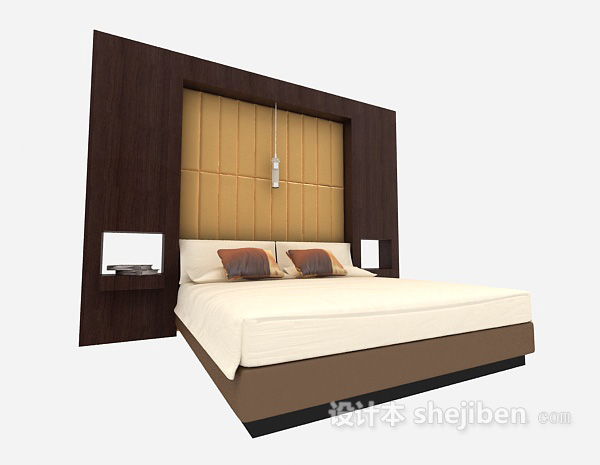 免费现代家用双人床3d模型下载