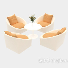黄色休闲桌椅组合3d模型下载