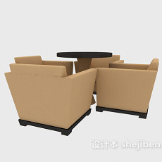 娱乐休闲桌椅组合3d模型下载