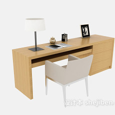 家庭实木书桌3d模型下载