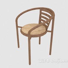 棕色实木餐椅3d模型下载