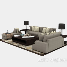 中式家庭沙发3d模型下载