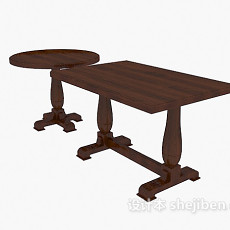 两种美式餐桌3d模型下载