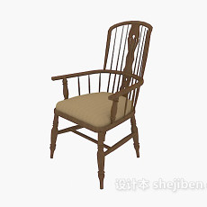 中式风格高背木椅3d模型下载