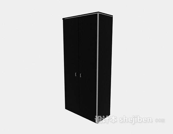 现代黑色两门衣柜