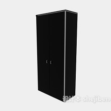 现代黑色两门衣柜3d模型下载