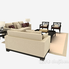 美式家居组合沙发3d模型下载