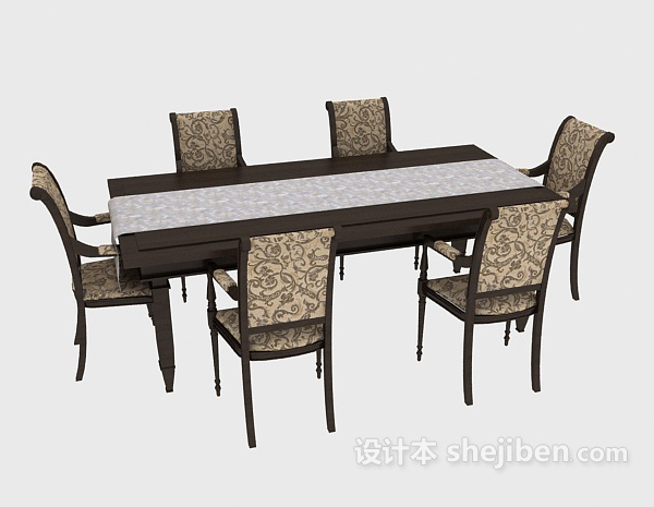 其它家居六人餐桌3d模型下载