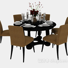 东南亚餐厅桌椅3d模型下载