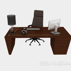 简约办公桌3d模型下载