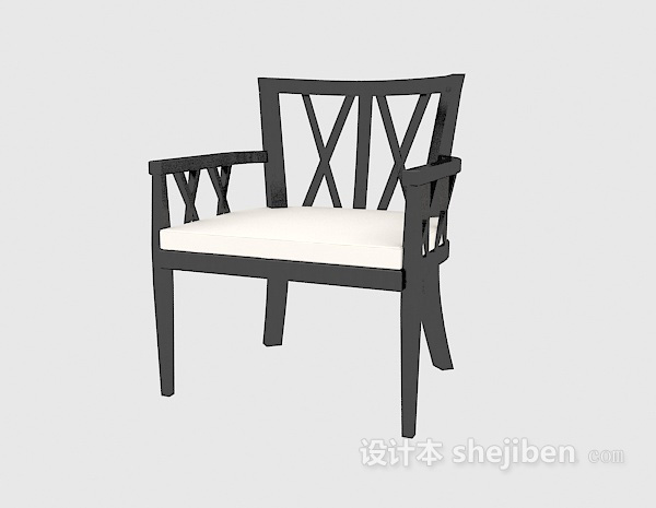 中式实木休闲椅3d模型下载