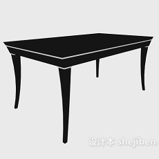 实木黑色餐桌3d模型下载