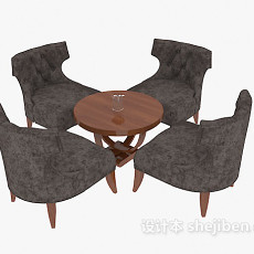 美式时尚桌椅组合3d模型下载