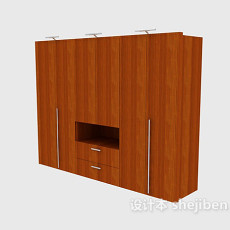 棕色木质大衣柜3d模型下载