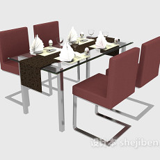 现代西餐桌3d模型下载