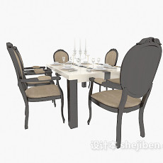 家居餐桌椅3d模型下载