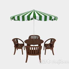 沙滩遮阳伞和餐椅3d模型下载