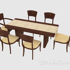 家庭简洁餐桌餐椅3d模型下载