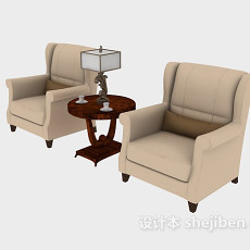 新中式单人沙发3d模型下载