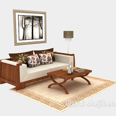 田园风格双人沙发3d模型下载