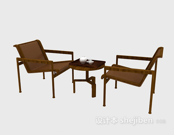 中式实木休闲桌椅