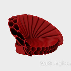 红色创意休闲椅3d模型下载