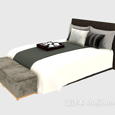 家具双人床3d模型下载