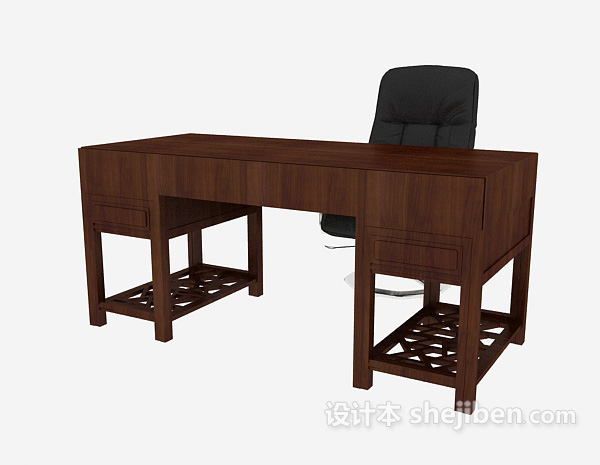 中式实木书桌椅