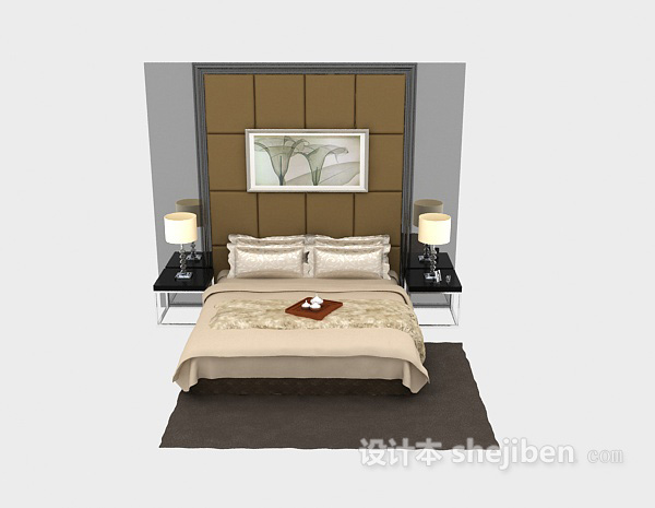 现代风格简约风格双人床3d模型下载