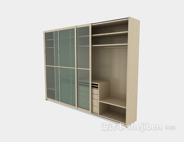 玻璃推拉门衣柜3d模型下载