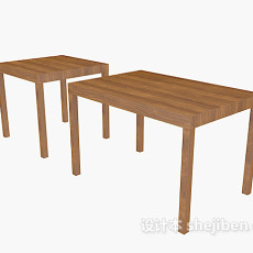 棕色实木边几、边桌3d模型下载