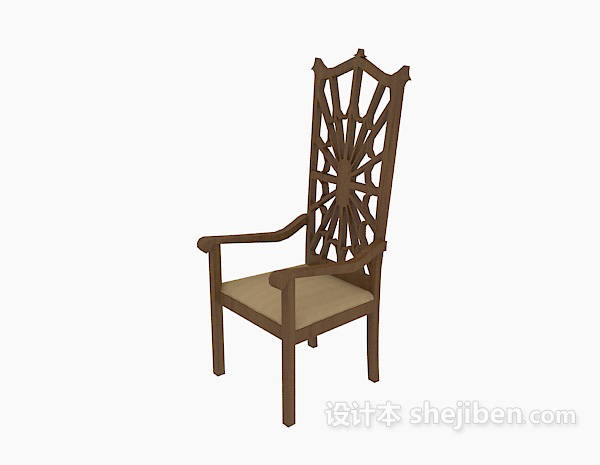 欧式木质高背椅3d模型下载