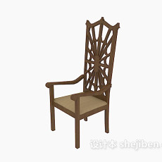 欧式木质高背椅3d模型下载